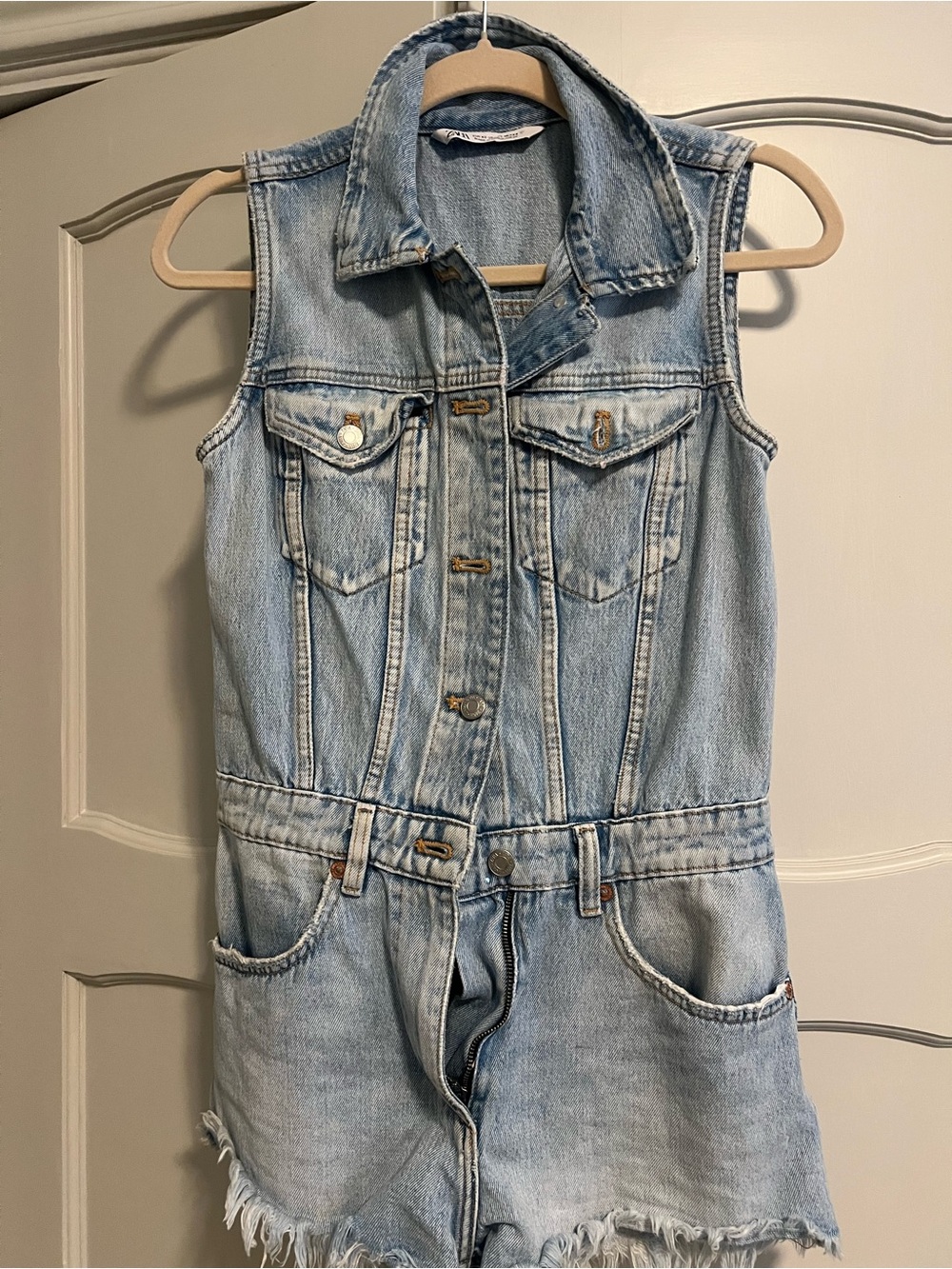 Zara Light Blue Denim Romper